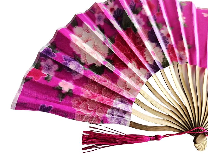 Skládací vějíř Wave Flowers růžový